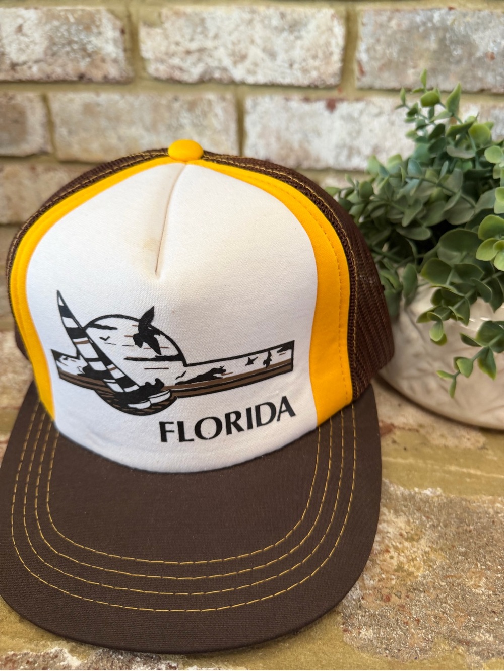Vintage | Florida Trucker Hat - Brown, Yellow & White